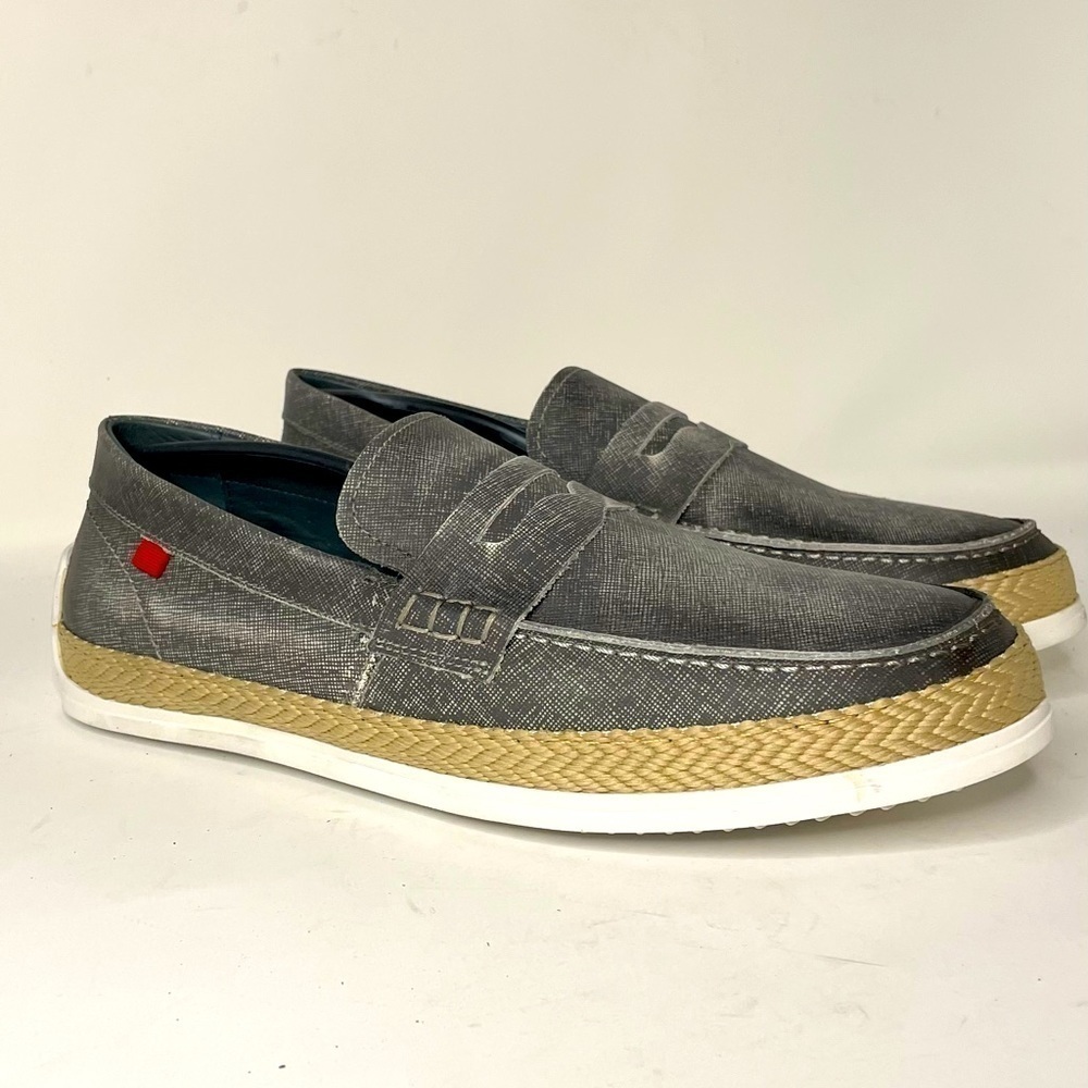 MARC JOSEPH NEW YORK Men's Leather Luxury Deck Shoe Penny Rope Detail Boat Sz9.5